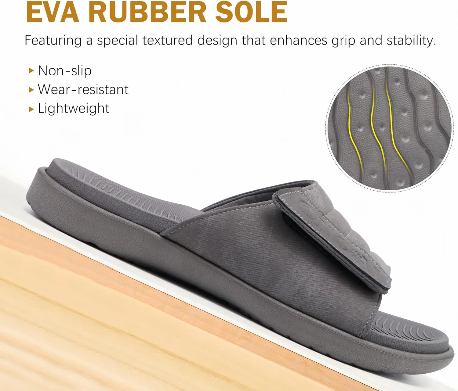 ONCAI Mens Sandals Adjustable Straps Orthotic Plantar Fasciitis Open Toe Athletic Sport Slides with Soft Comfy Arch Support Footbed Size 7.5-15