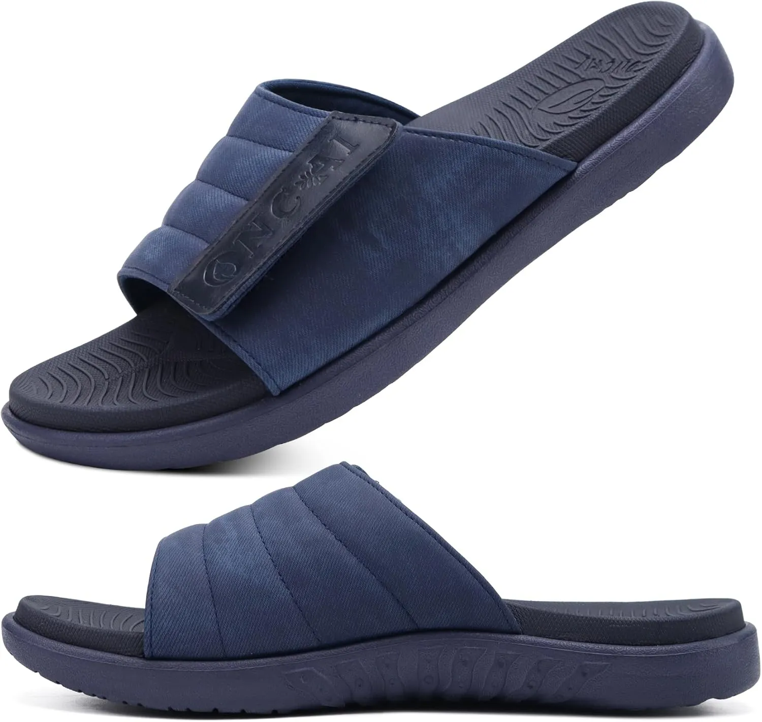 ONCAI Mens Sandals Adjustable Straps Orthotic Plantar Fasciitis Open Toe Athletic Sport Slides with Soft Comfy Arch Support Footbed Size 7.5-15
