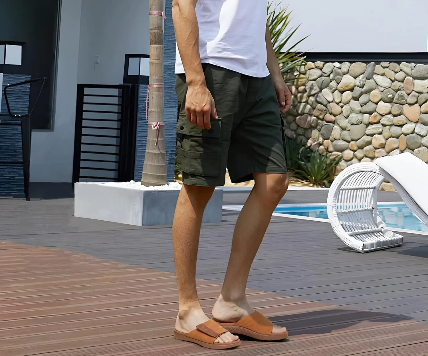 ONCAI Mens Sandals Adjustable Straps Orthotic Plantar Fasciitis Open Toe Athletic Sport Slides with Soft Comfy Arch Support Footbed Size 7.5-15