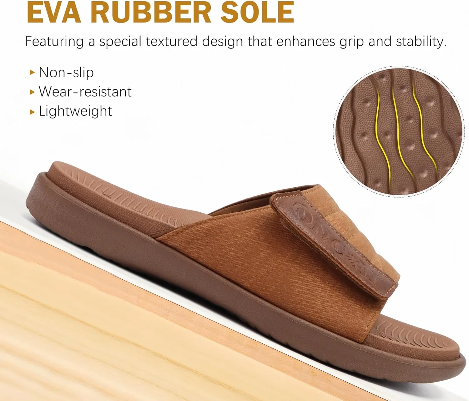 ONCAI Mens Sandals Adjustable Straps Orthotic Plantar Fasciitis Open Toe Athletic Sport Slides with Soft Comfy Arch Support Footbed Size 7.5-15