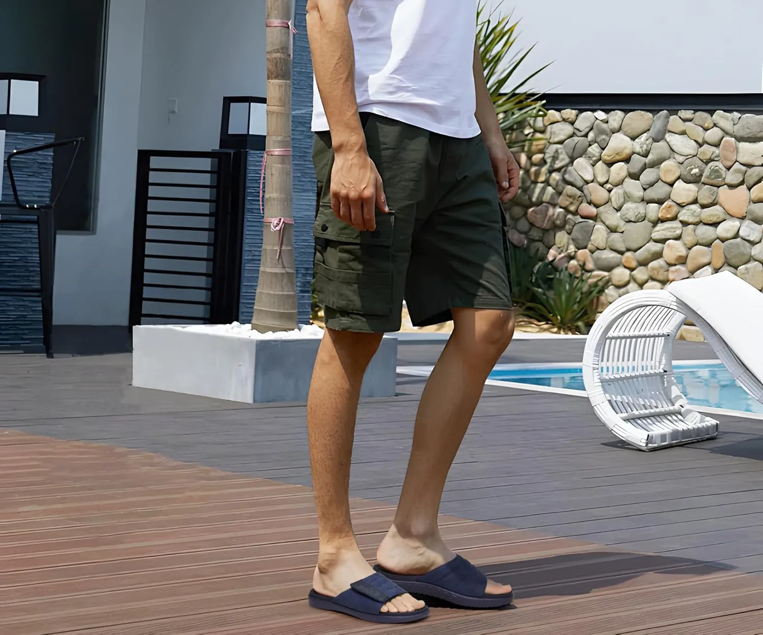 ONCAI Mens Sandals Adjustable Straps Orthotic Plantar Fasciitis Open Toe Athletic Sport Slides with Soft Comfy Arch Support Footbed Size 7.5-15