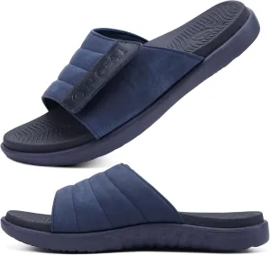 ONCAI Mens Sandals Adjustable Straps Orthotic Plantar Fasciitis Open Toe Athletic Sport Slides with Soft Comfy Arch Support Footbed Size 7.5-15
