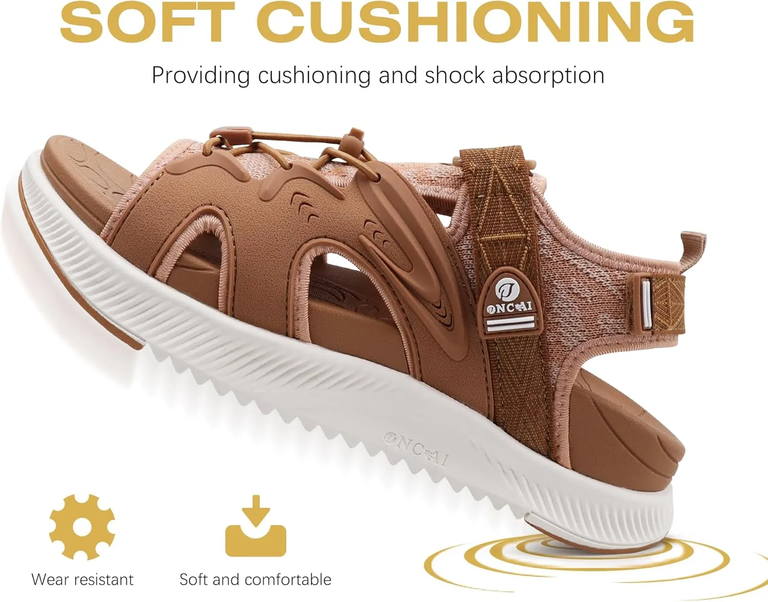 ONCAI Walking Sandals for Women,Sport Athletic Hiking Sandals With Arch Support Orthotic Outdoor Footbed for Plantar Fasciitis, Sandalias Mujer with Adjustable Straps (US Size 6-12)