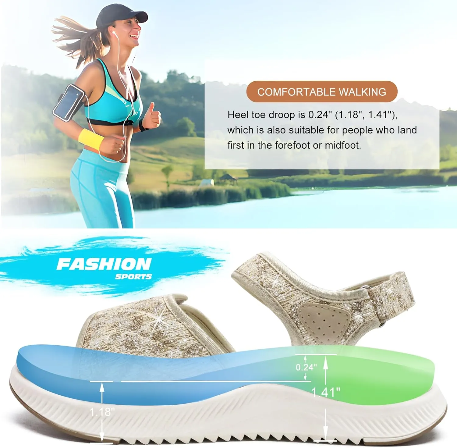 ONCAI Walking Sandals Women,Arch Support Hiking Sandals with Orthotic Outdoor Footbed for Plantar Fasciitis,Water Athletic Platform Sandalias Mujer with 3 Adjustable Strap (US Size 6-12)