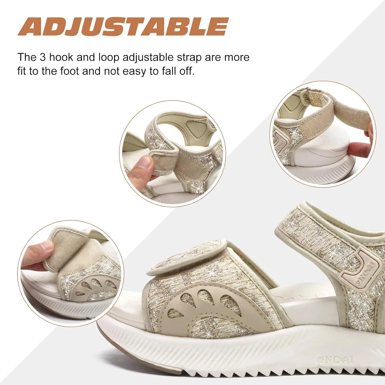 ONCAI Walking Sandals Women,Arch Support Hiking Sandals with Orthotic Outdoor Footbed for Plantar Fasciitis,Water Athletic Platform Sandalias Mujer with 3 Adjustable Strap (US Size 6-12)