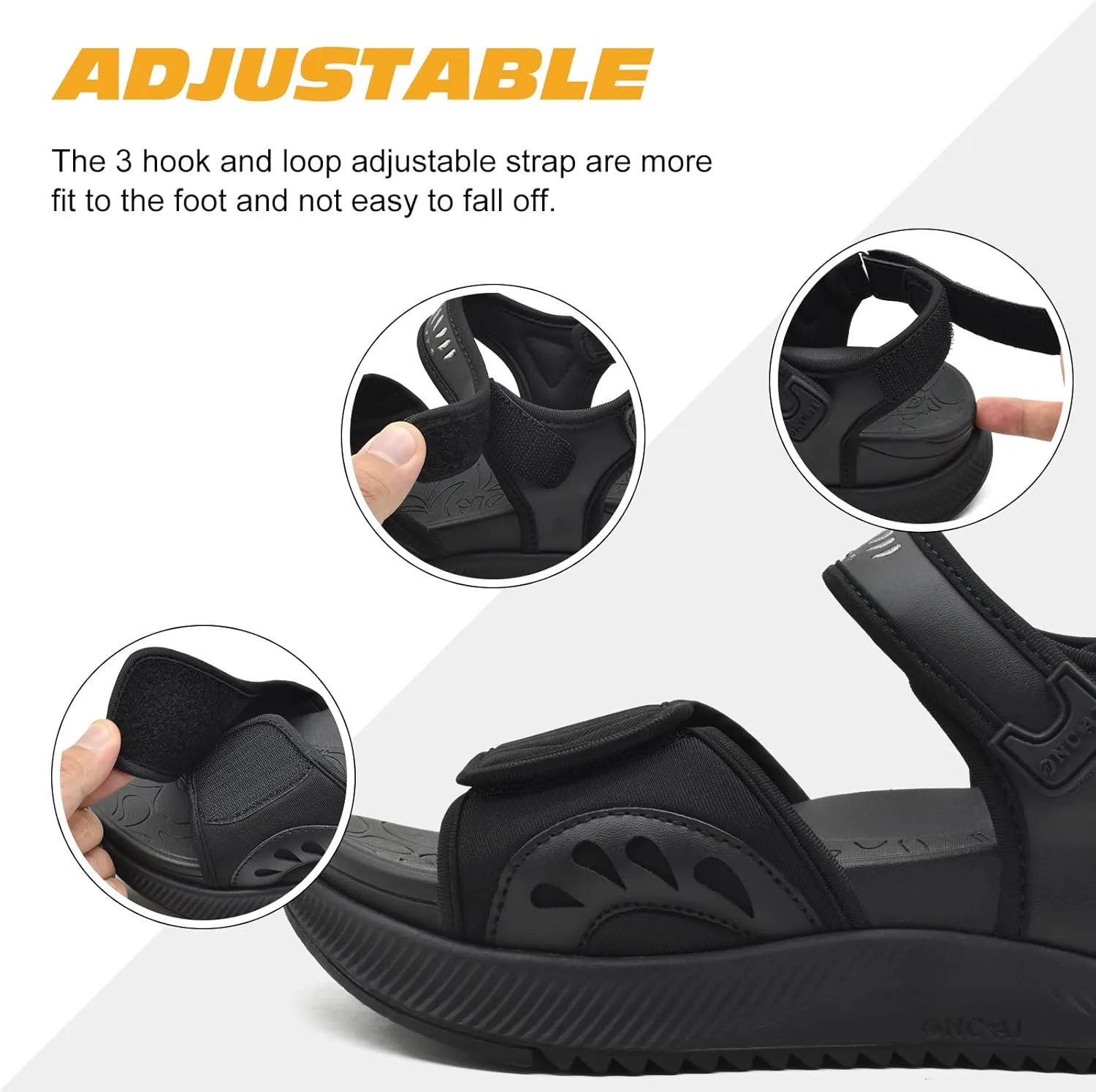 ONCAI Walking Sandals Women,Arch Support Hiking Sandals with Orthotic Outdoor Footbed for Plantar Fasciitis,Water Athletic Platform Sandalias Mujer with 3 Adjustable Strap (US Size 6-12)