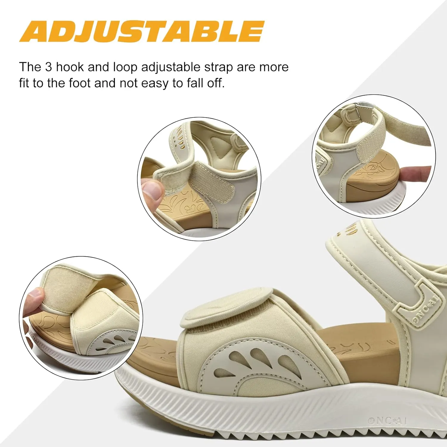 ONCAI Walking Sandals Women,Arch Support Hiking Sandals with Orthotic Outdoor Footbed for Plantar Fasciitis,Water Athletic Platform Sandalias Mujer with 3 Adjustable Strap (US Size 6-12)