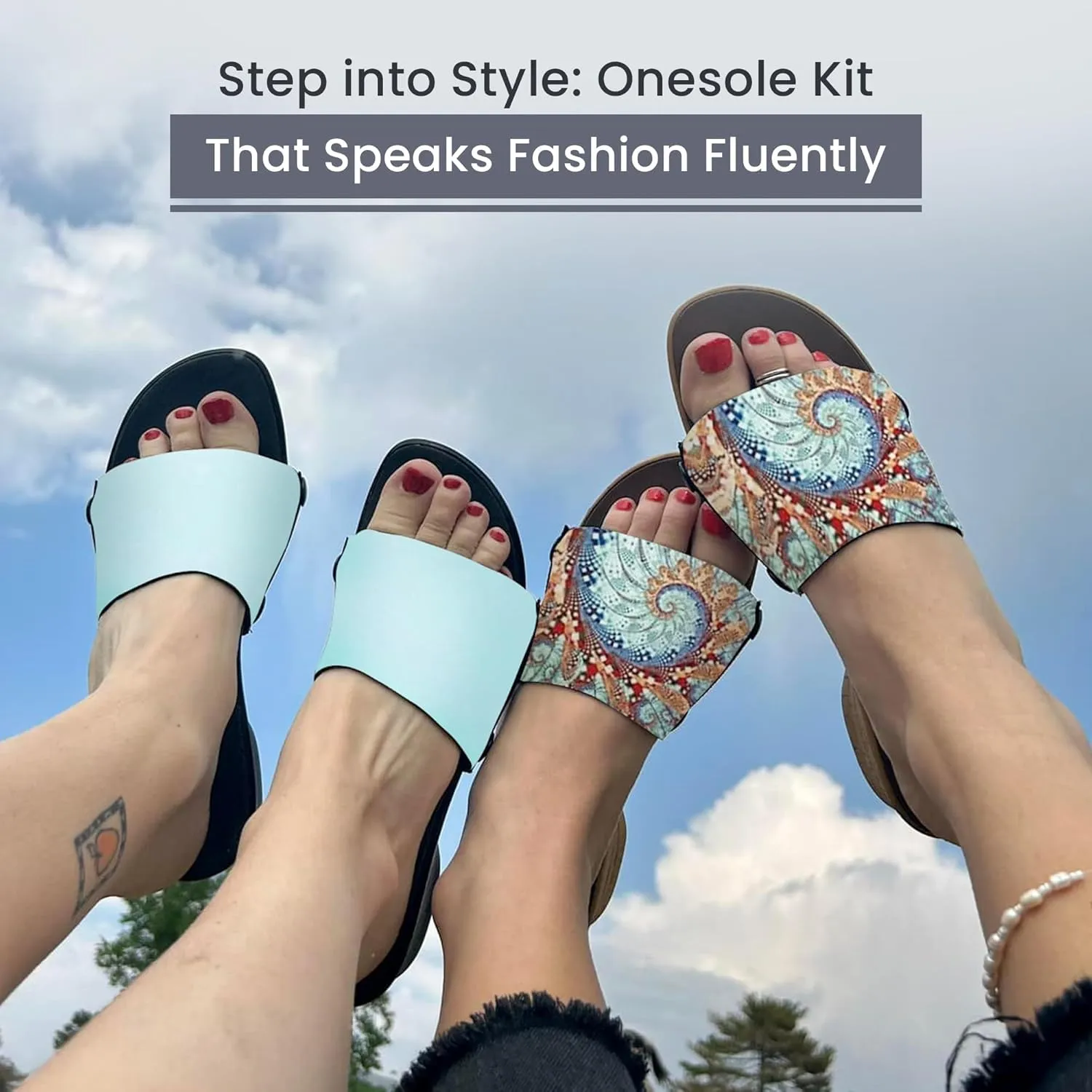 Onesole Traveler Black Travel Kit, Wedge Sandals for women, Interchangeable Soles and Tops Solid Aquamarine with stainless steel snaps As Seen on Shark Tank