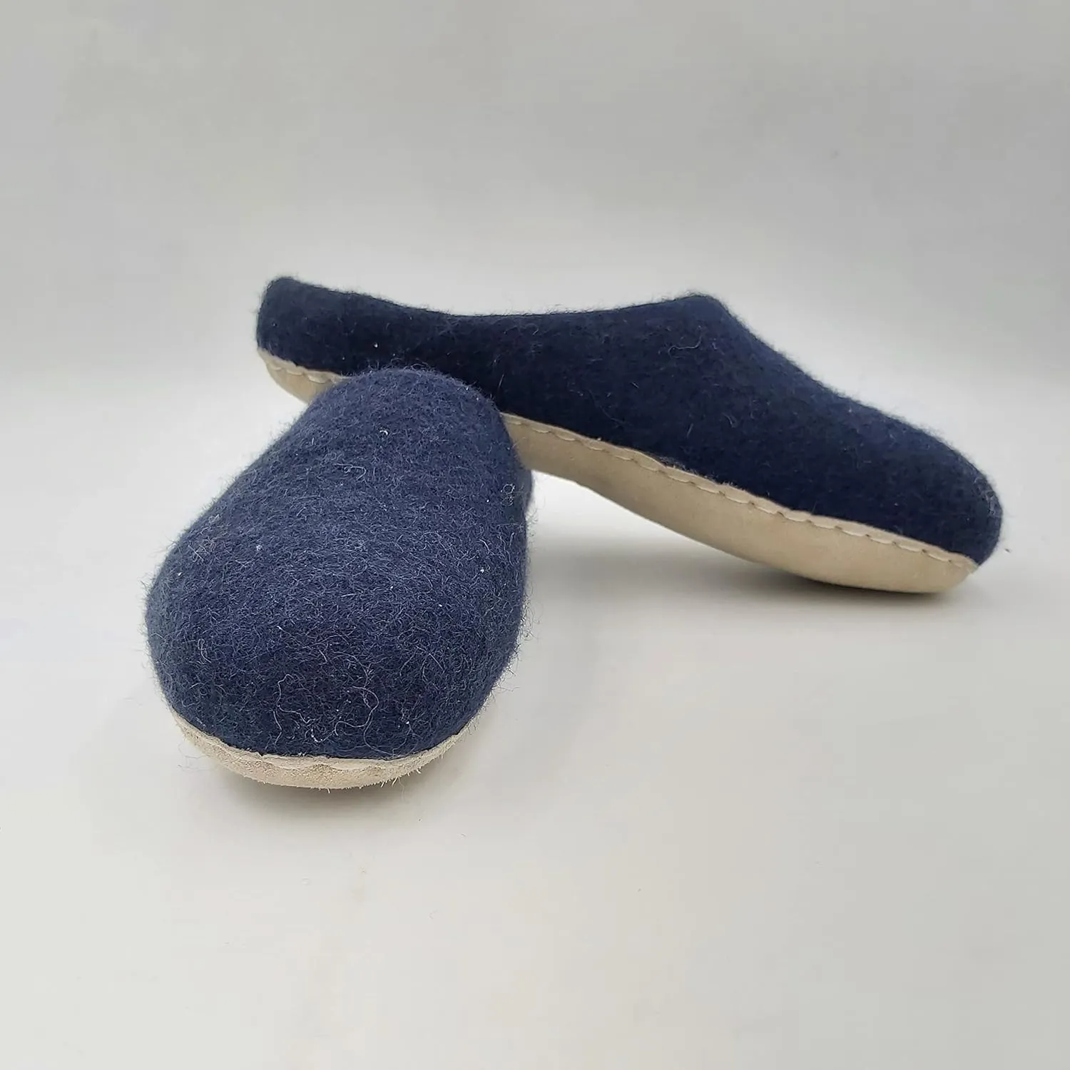 Organic Wool Slippers - Wool Felt Slip-On House Slippers for Women - Indoor/Outdoor Womens Mules Shoes Men