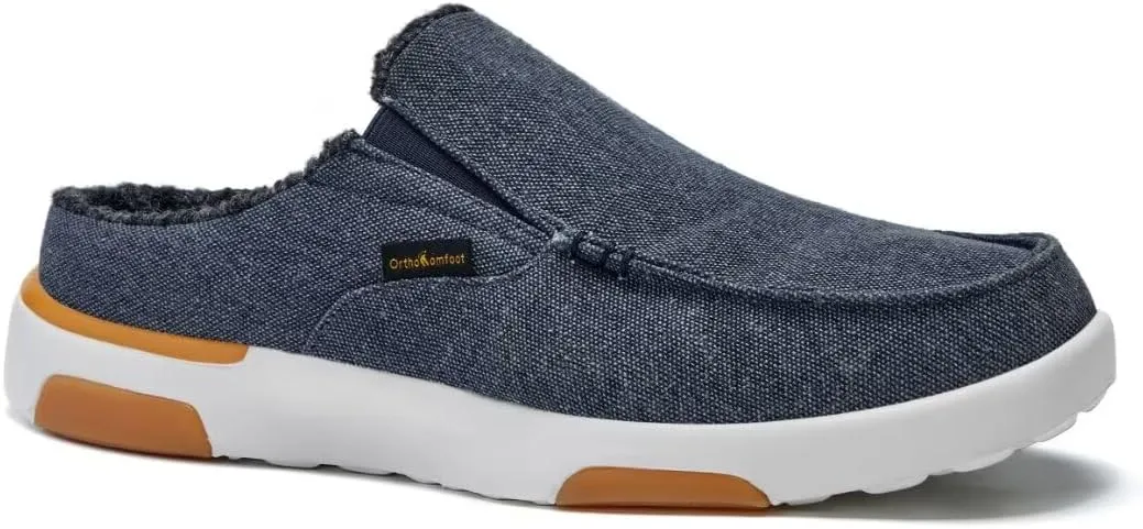 OrthoComfoot Men's Orthopedic Slip-On Loafers Walking Shoes with Arch Support: Casual Plantar Fasciitis Slippers for Flat Feet, Comfortable Orthotic Shoes for Foot and Heel Pain Relief