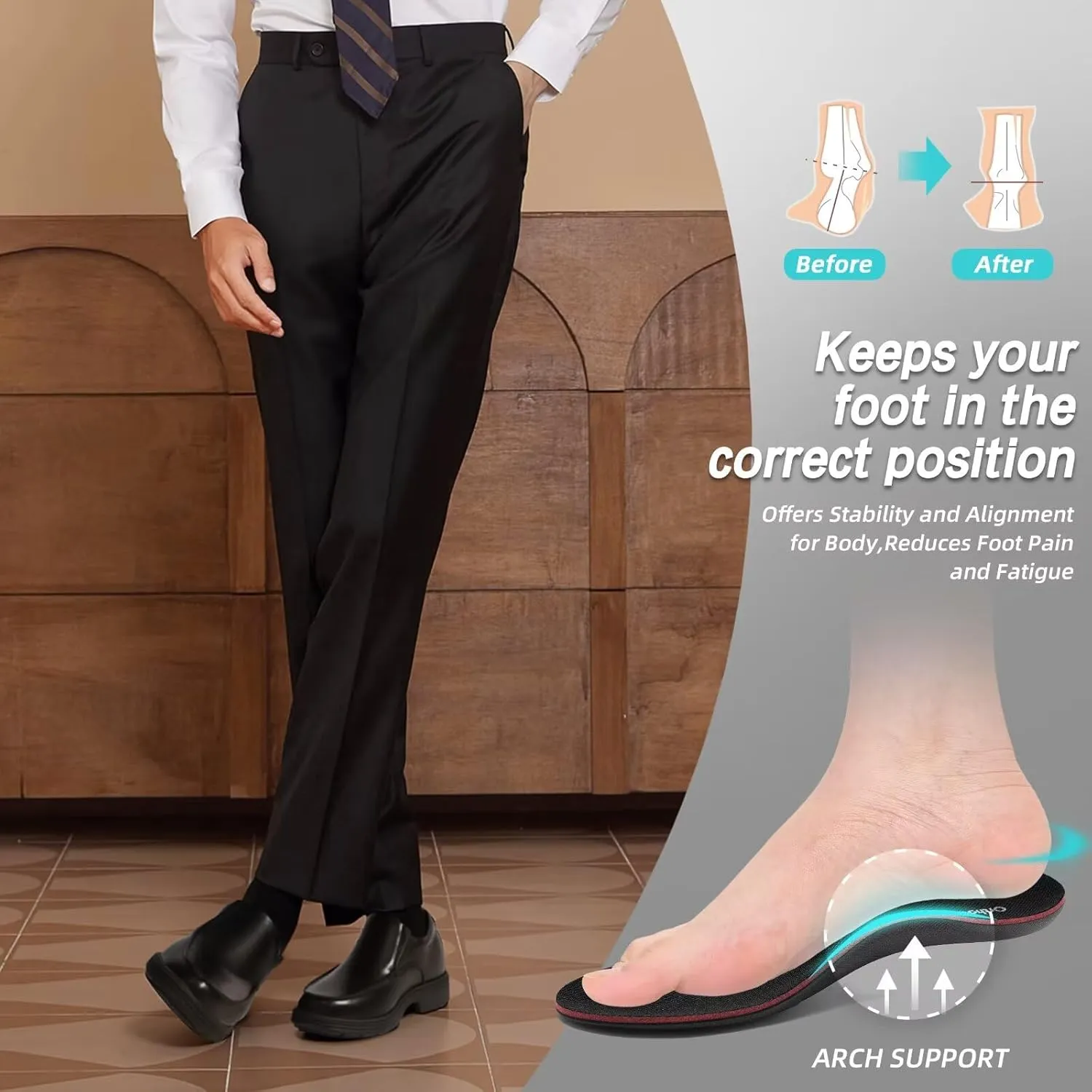 Orthopedic Business Leather Dress Shoes: Comfortable Arch Support Plantar Fasciitis Formal Tuxedo Oxford for Mens, Casual Classic Modern Wingtip Slip On Loafers for Foot and Heel Pain Relief
