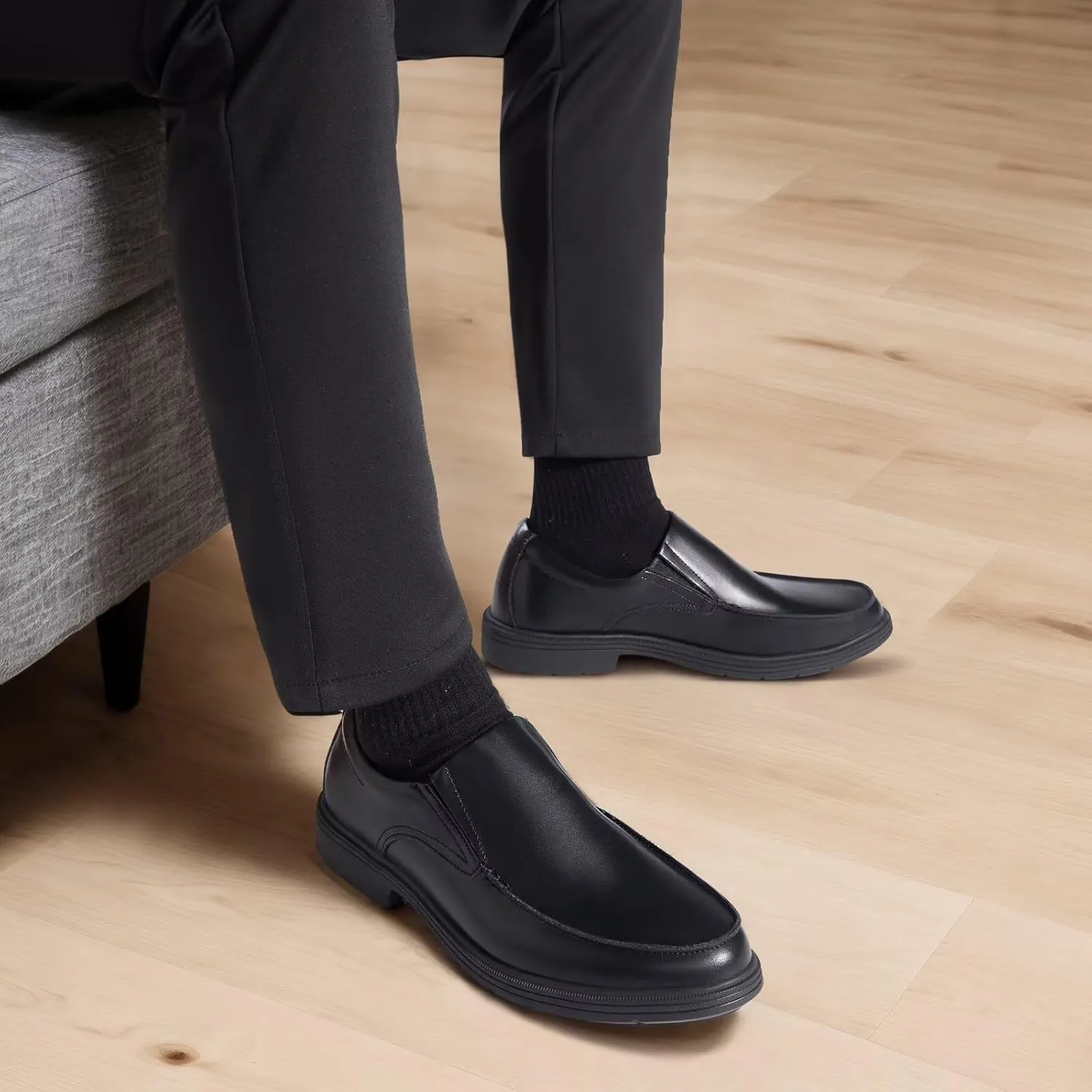 Orthopedic Business Leather Dress Shoes: Comfortable Arch Support Plantar Fasciitis Formal Tuxedo Oxford for Mens, Casual Classic Modern Wingtip Slip On Loafers for Foot and Heel Pain Relief
