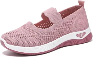 Orthopedic Woven Breathable Shoes Womens Arch Support Walking Shoes Slip On Diabetic Foam Sneakers Lightweight Soft Sole Walking Sneakers