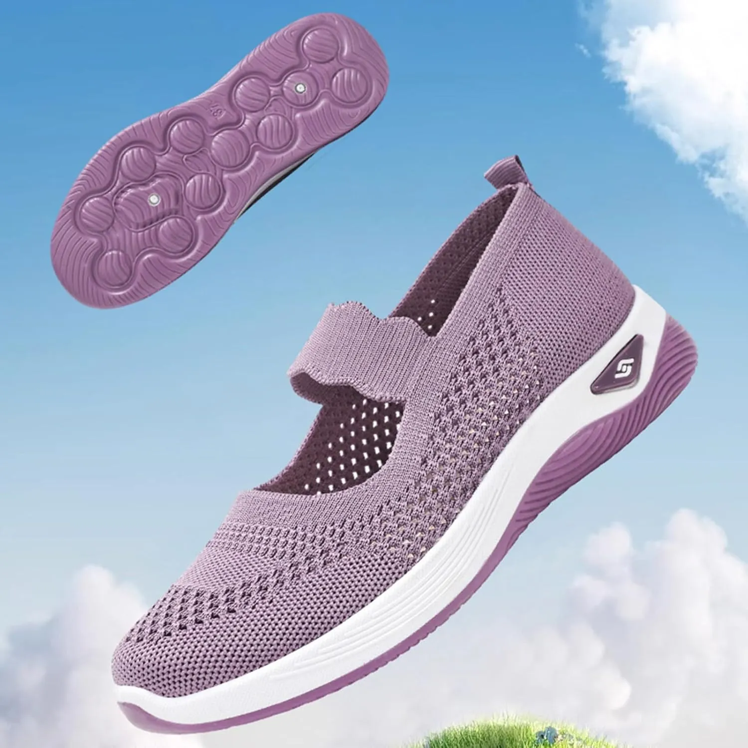 Orthopedic Woven Breathable Shoes Womens Arch Support Walking Shoes Slip On Diabetic Foam Sneakers Lightweight Soft Sole Walking Sneakers