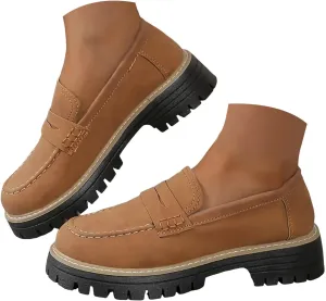 Orthoture-Orthopedic Platform Loafers Comfort Suede Orthopedic Shoes Womens Round Toe Walking Shoe Slip on Shoes