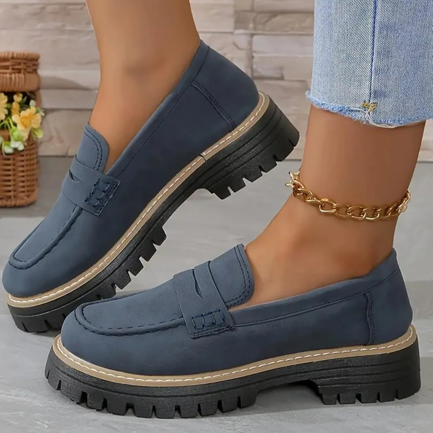Orthoture-Orthopedic Platform Loafers Comfort Suede Orthopedic Shoes Womens Round Toe Walking Shoe Slip on Shoes