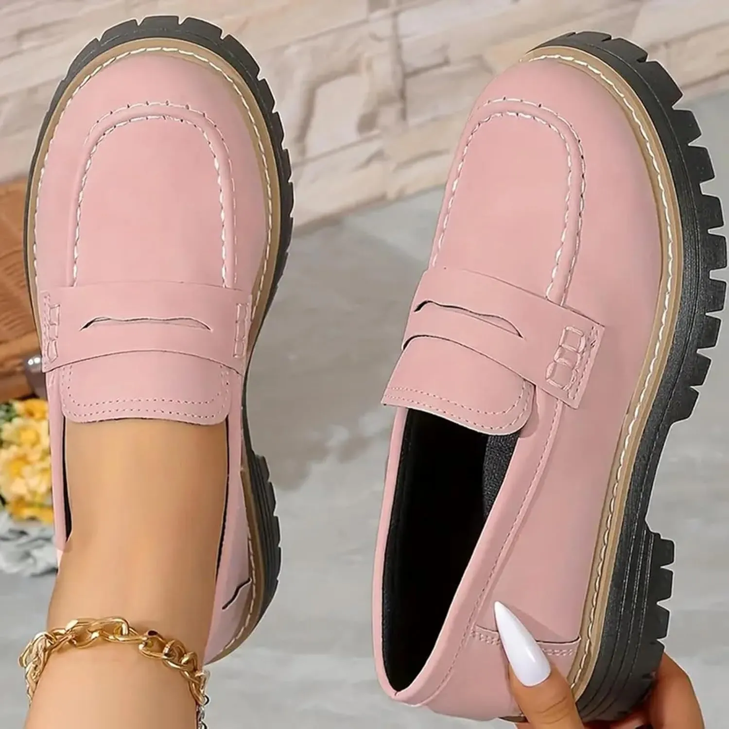 Orthoture-Orthopedic Platform Loafers Comfort Suede Orthopedic Shoes Womens Round Toe Walking Shoe Slip on Shoes