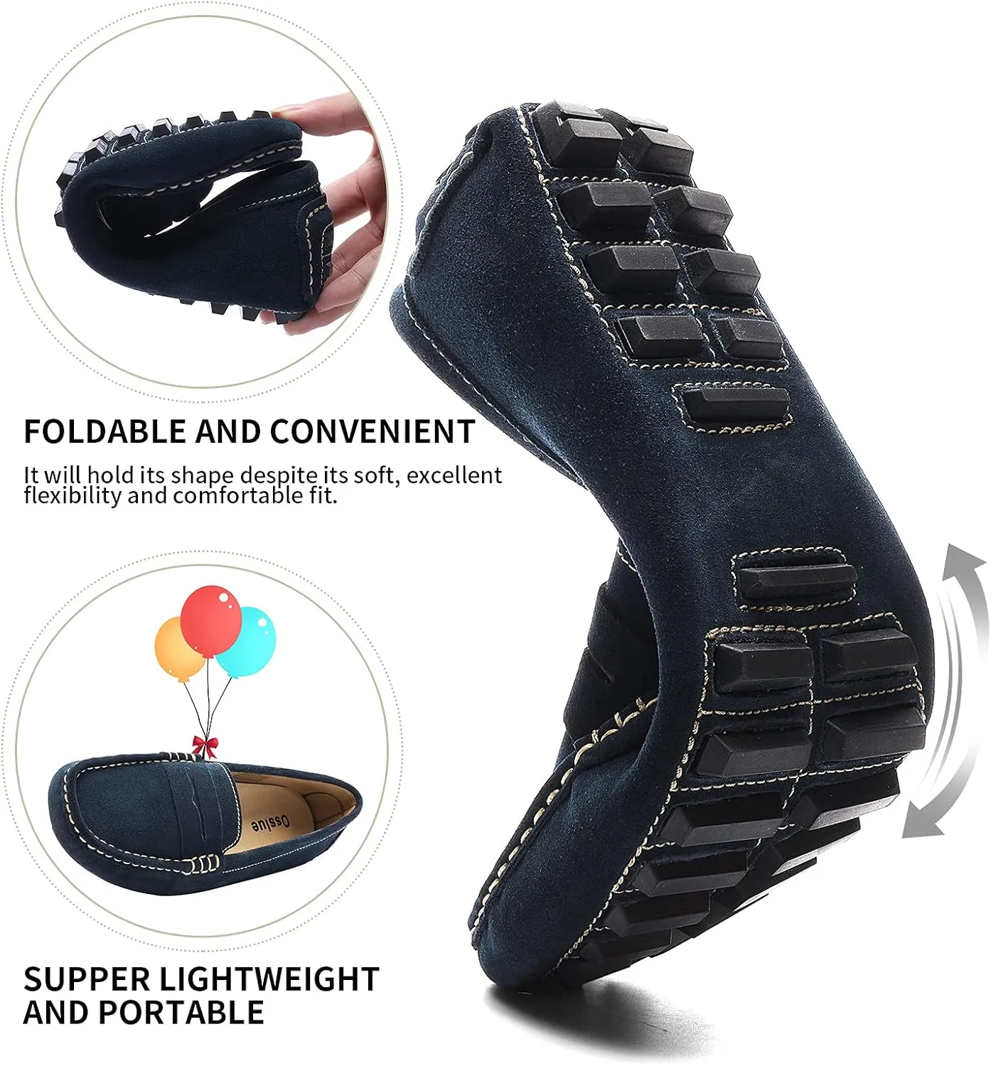 Osslue Women's Suede Leather Casual Penny Loafers Retro Ladies Moccasins Driving Mocs Comfort Slip-On Fashion Boat Shoes Classic Flats