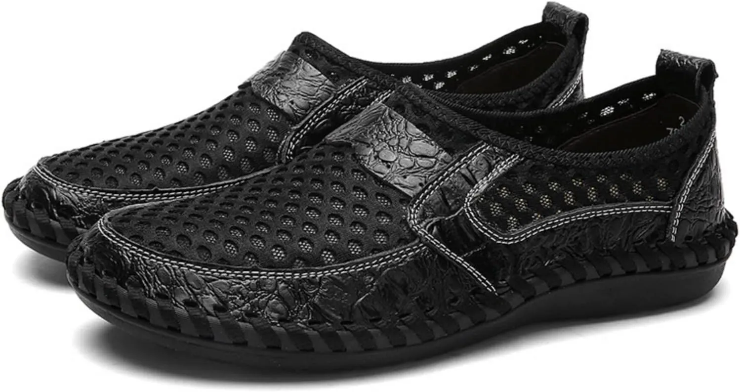 pearlzone Men's Mesh Breathable Walking Loafers,Summer Outdoor Lightweight Slip-on Mesh Casual Shoes Hiking Shoes