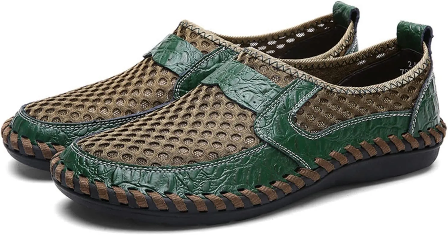 pearlzone Men's Mesh Breathable Walking Loafers,Summer Outdoor Lightweight Slip-on Mesh Casual Shoes Hiking Shoes
