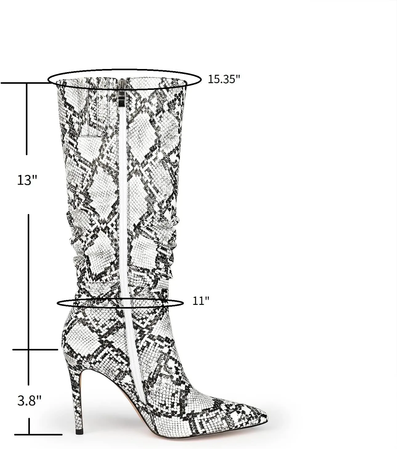 perixir Snakeskin Boots Knee High Boots Women Sexy Stunning and Stylish Exquisite Pointed Toe Fine High Heels Pleated