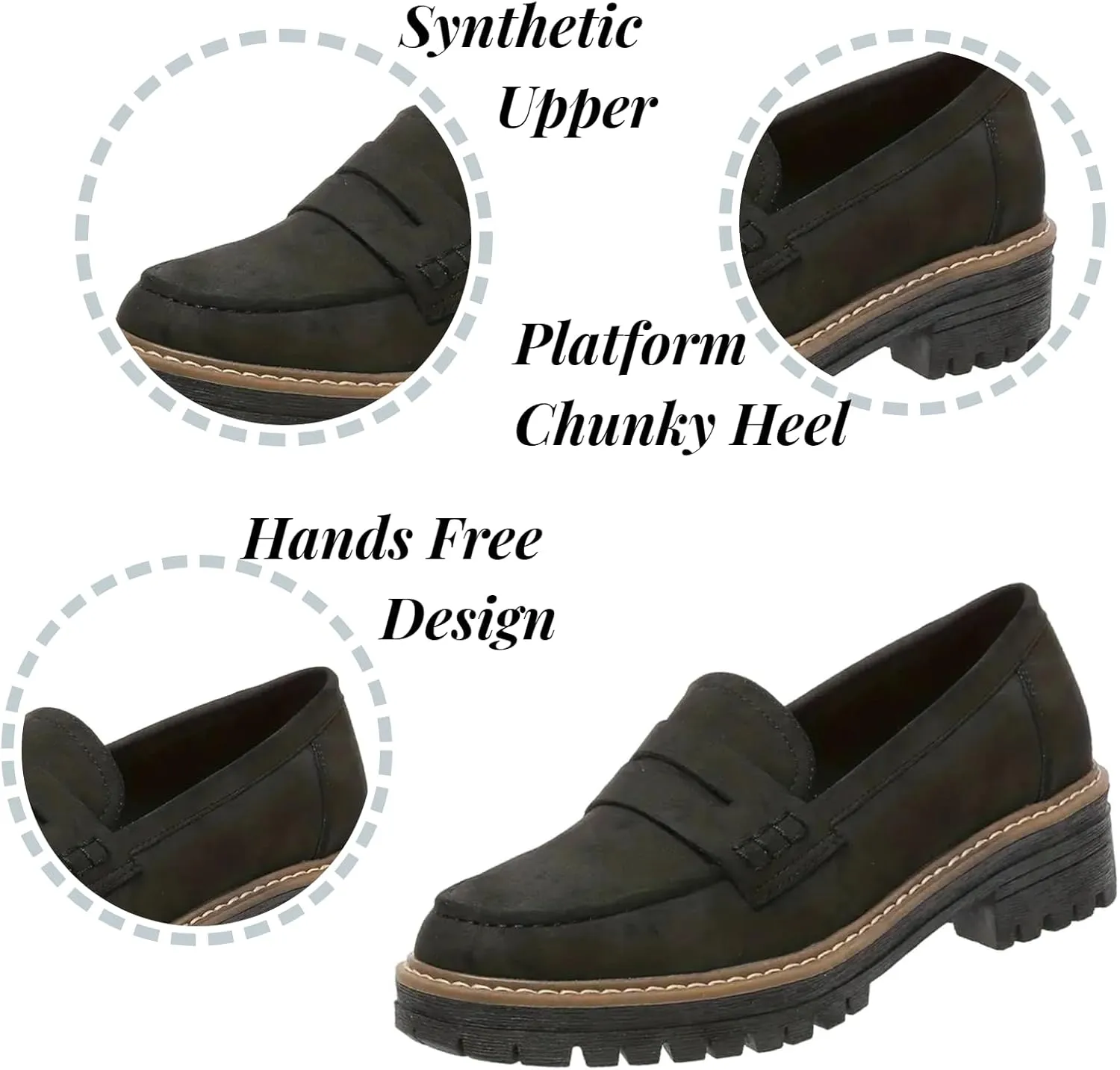 Platform Loafers for Women Suede Penny Loafer Comfort Driving Moccasins Casual Slip-Ons Flats Fashion Business Work Shoes