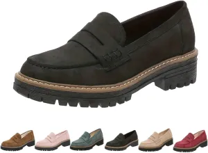 Platform Loafers for Women Suede Penny Loafer Comfort Driving Moccasins Casual Slip-Ons Flats Fashion Business Work Shoes