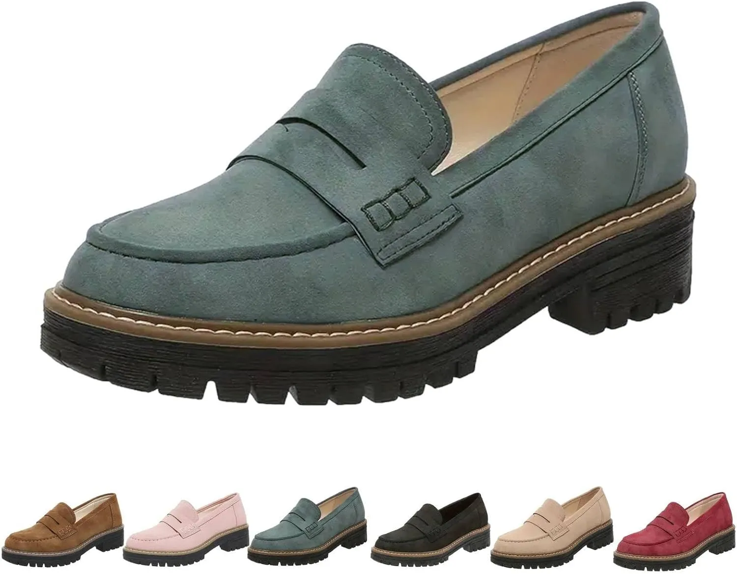 Platform Loafers for Women Suede Penny Loafer Comfort Driving Moccasins Casual Slip-Ons Flats Fashion Business Work Shoes