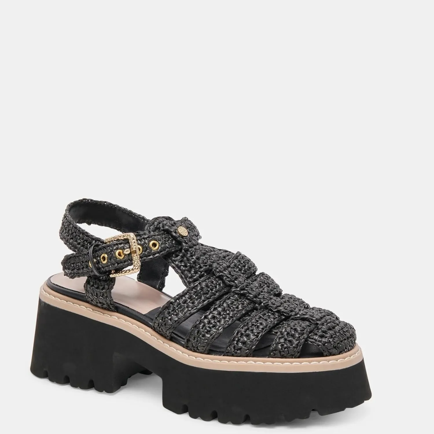 Platform Sandals for Women Raffia Espadrille Summer Beach Sandals with Adjustable Buckle Strap Closed Toe Woven Sandals Chunky Fisherman Crochet Sandals