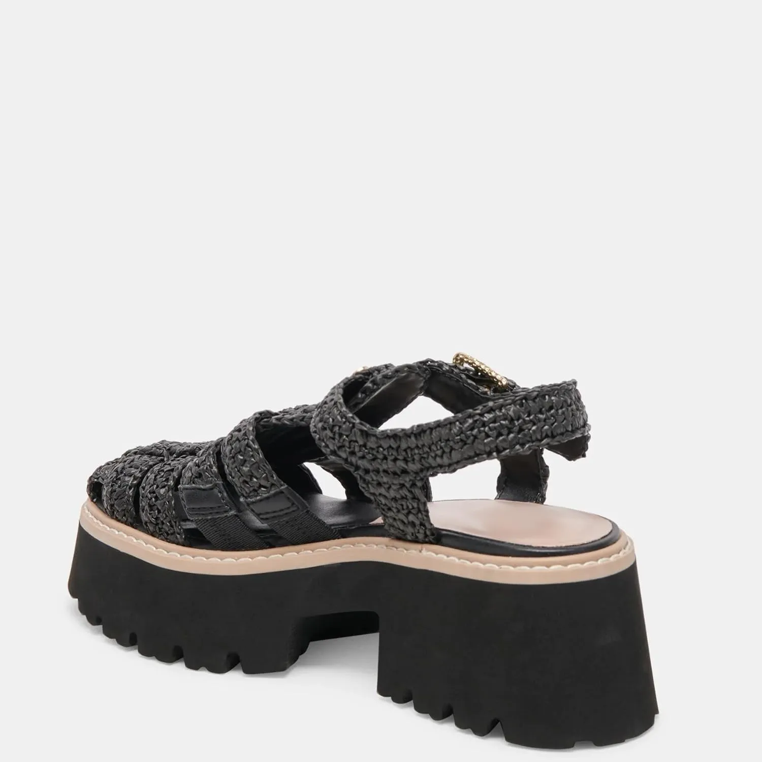Platform Sandals for Women Raffia Espadrille Summer Beach Sandals with Adjustable Buckle Strap Closed Toe Woven Sandals Chunky Fisherman Crochet Sandals