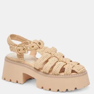 Platform Sandals for Women Raffia Espadrille Summer Beach Sandals with Adjustable Buckle Strap Closed Toe Woven Sandals Chunky Fisherman Crochet Sandals