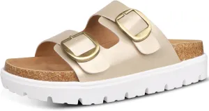 Platform Sandals for Women Wedge Chunky Sandal Womens Leather Sandals with Adjustable Buckle Straps and Memory Foam Insole
