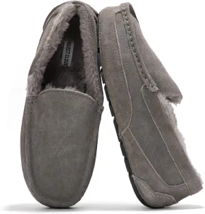 Project Cloud Genuine Suede Mens Slippers - Memory Foam Insole Moccassins Loafers for Men Shoes Indoor and Outdoor Use - Lightweight Non-Slip House Shoes (Oswin)