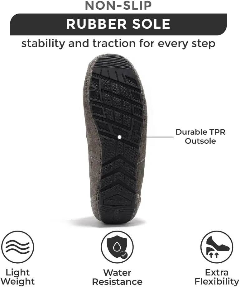 Project Cloud Genuine Suede Mens Slippers - Memory Foam Insole Moccassins Loafers for Men Shoes Indoor and Outdoor Use - Lightweight Non-Slip House Shoes (Oswin)