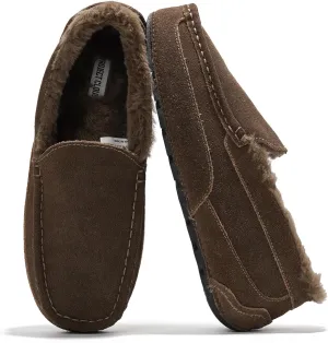 Project Cloud Genuine Suede Mens Slippers - Memory Foam Insole Moccassins Loafers for Men Shoes Indoor and Outdoor Use - Lightweight Non-Slip House Shoes (Oswin)