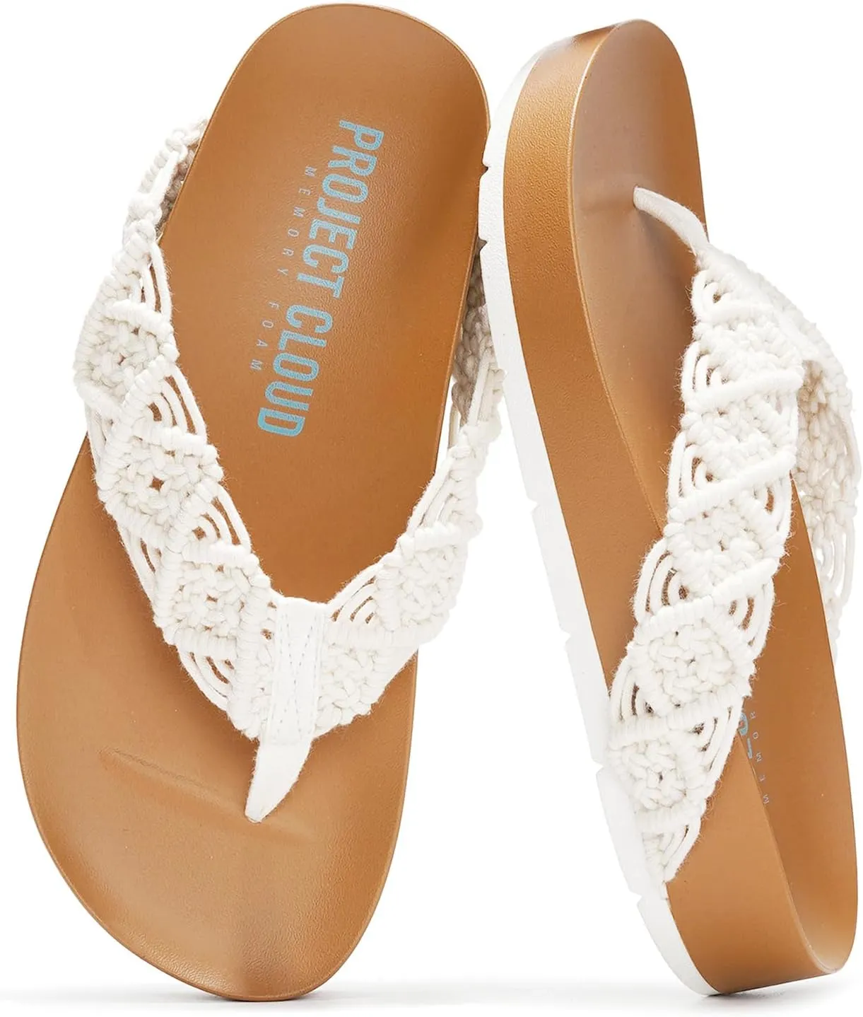 Project Cloud Womens Sandals – Comfortable Crochet Flip Flops for Women with Memory Foam Insole – Lightweight Fashion Sandals for Women 2025 – Womens Flip Flops for Summer (Hammock)