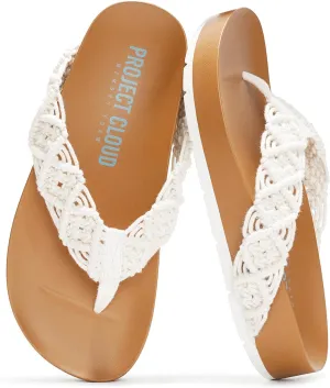 Project Cloud Womens Sandals – Comfortable Crochet Flip Flops for Women with Memory Foam Insole – Lightweight Fashion Sandals for Women 2025 – Womens Flip Flops for Summer (Hammock)