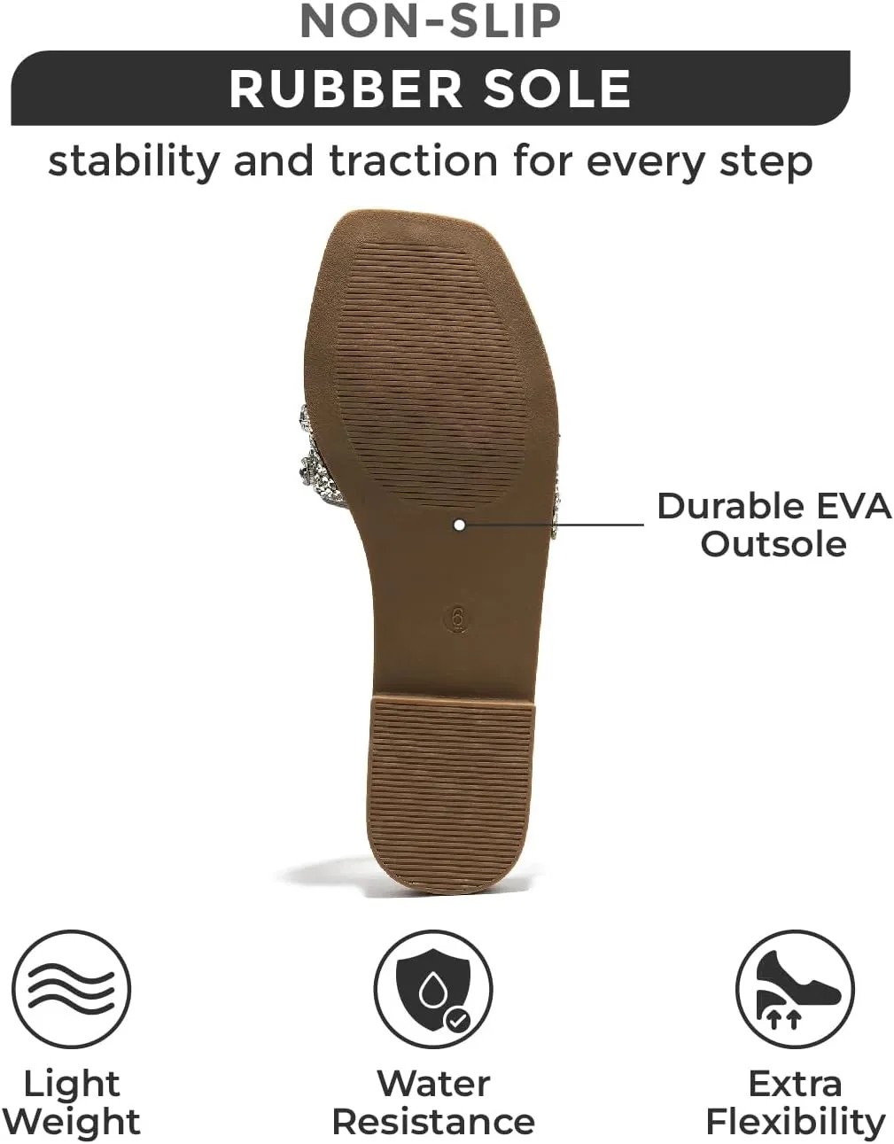 Project Cloud Womens Sandals - Rhinestone Summer Sandals for Women 2025 with Memory Foam Flats - Non-Slip Women's Slides for Women Footwear (Rosemary)