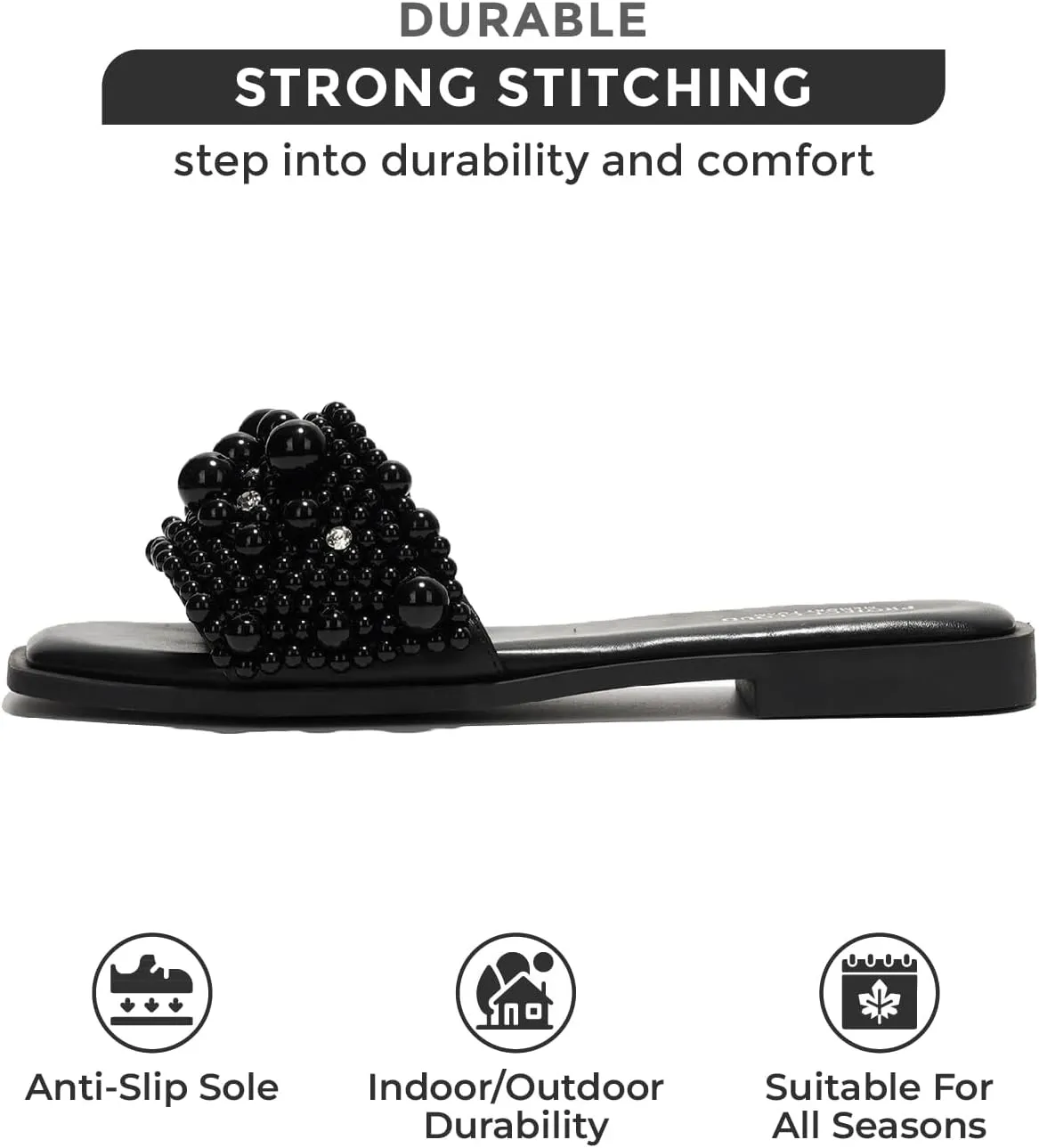 Project Cloud Womens Sandals - Rhinestone Summer Sandals for Women 2025 with Memory Foam Flats - Non-Slip Women's Slides for Women Footwear (Rosemary)