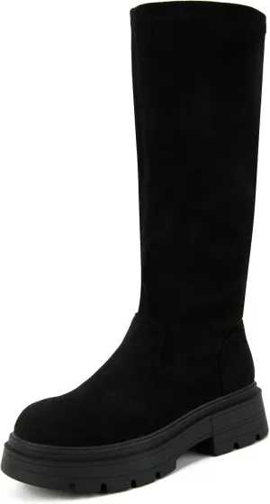 Putu Platform Knee High Boots for Women Faux Suede Tall Boots Lug Sole Knee Boots
