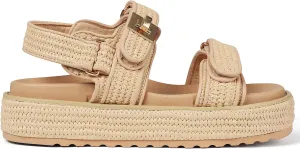 Raffia Platform Sandals Women, Summer Beach Walking Comfortable Cute Vacation Chunky Womens Sandals Slingback Adjustable Strap Buckle Sandals