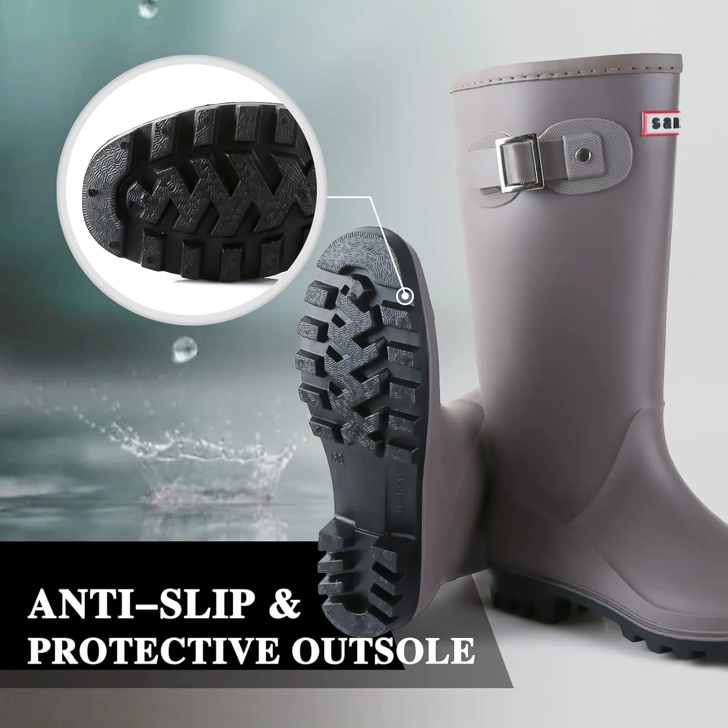 Rain Boots for Women, Waterproof Anti-Slip Knee High Rubber boots, Fashion Comfy Tall Water Boots Lightweightr Garden Booties for Outdoor