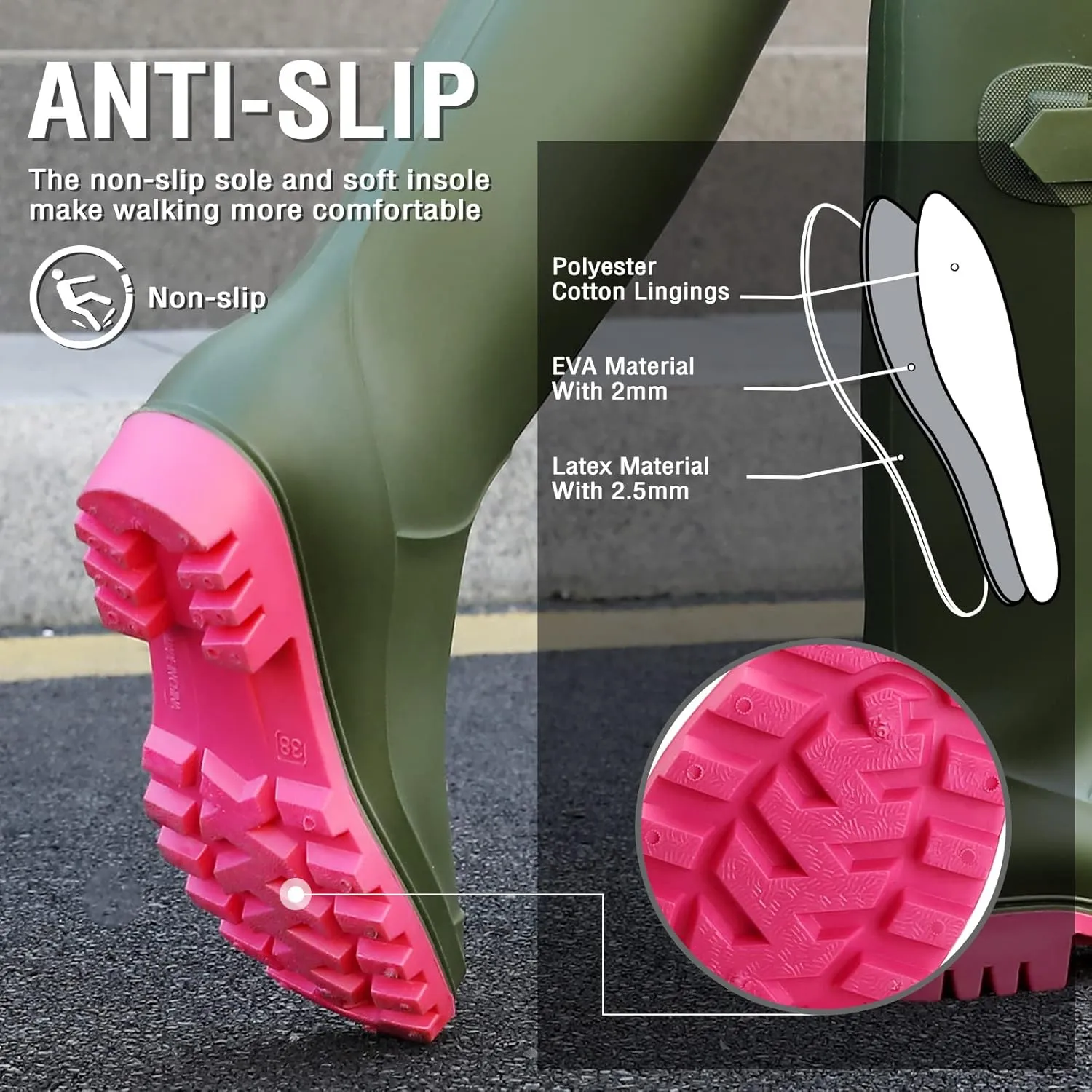 Rain Boots for Women, Waterproof Knee-high Rubber Boots, Comfortable Lightweight Garden Boots Keep Warm Work Tall Fishing Boots for Outdoor
