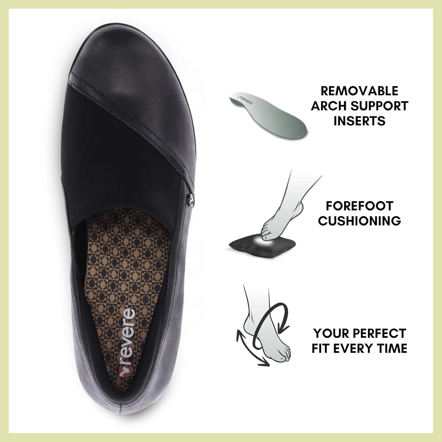 Revere Naples Women's Stretch Loafers - Comfortable Bunion-Friendly Design with Arch Support and Custom Fit