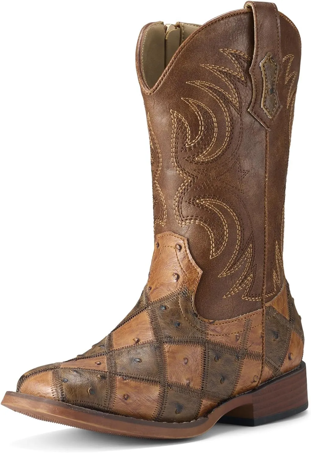 Rollda Kids Cowboy Boots Girls Cowgirl Boots Square Toe Boys Western Boots for Toddler/Little Kid/Big Kid