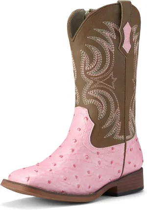 Rollda Kids Cowboy Boots Girls Cowgirl Boots Square Toe Boys Western Boots for Toddler/Little Kid/Big Kid