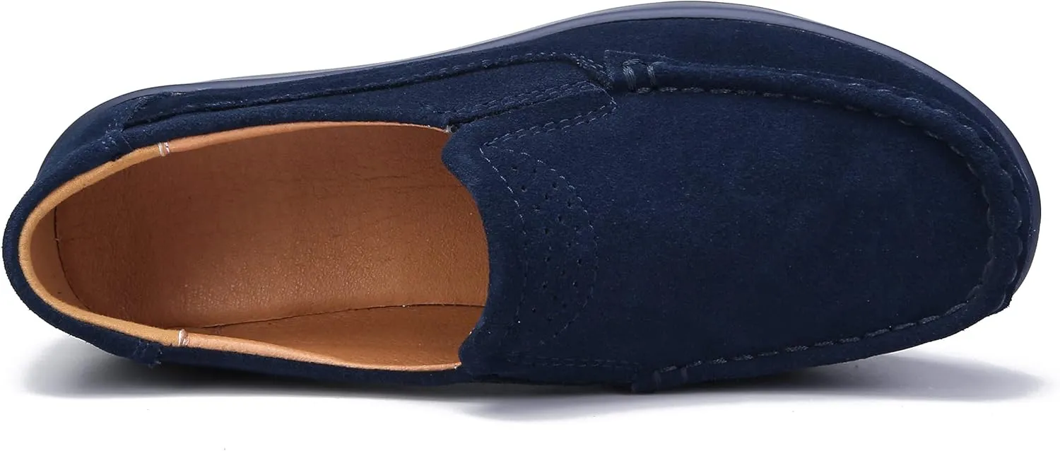 Ruiatoo Platform Shoes for Women Comfort Slip on Suede Moccasins Low Top Casual Wedge Loafers