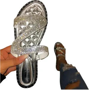 Sandals for Women Flat,Slide Sandals for Women Cork Sole Canvas Summer Cute Knot Bow Ladies Slides Sandals for Women