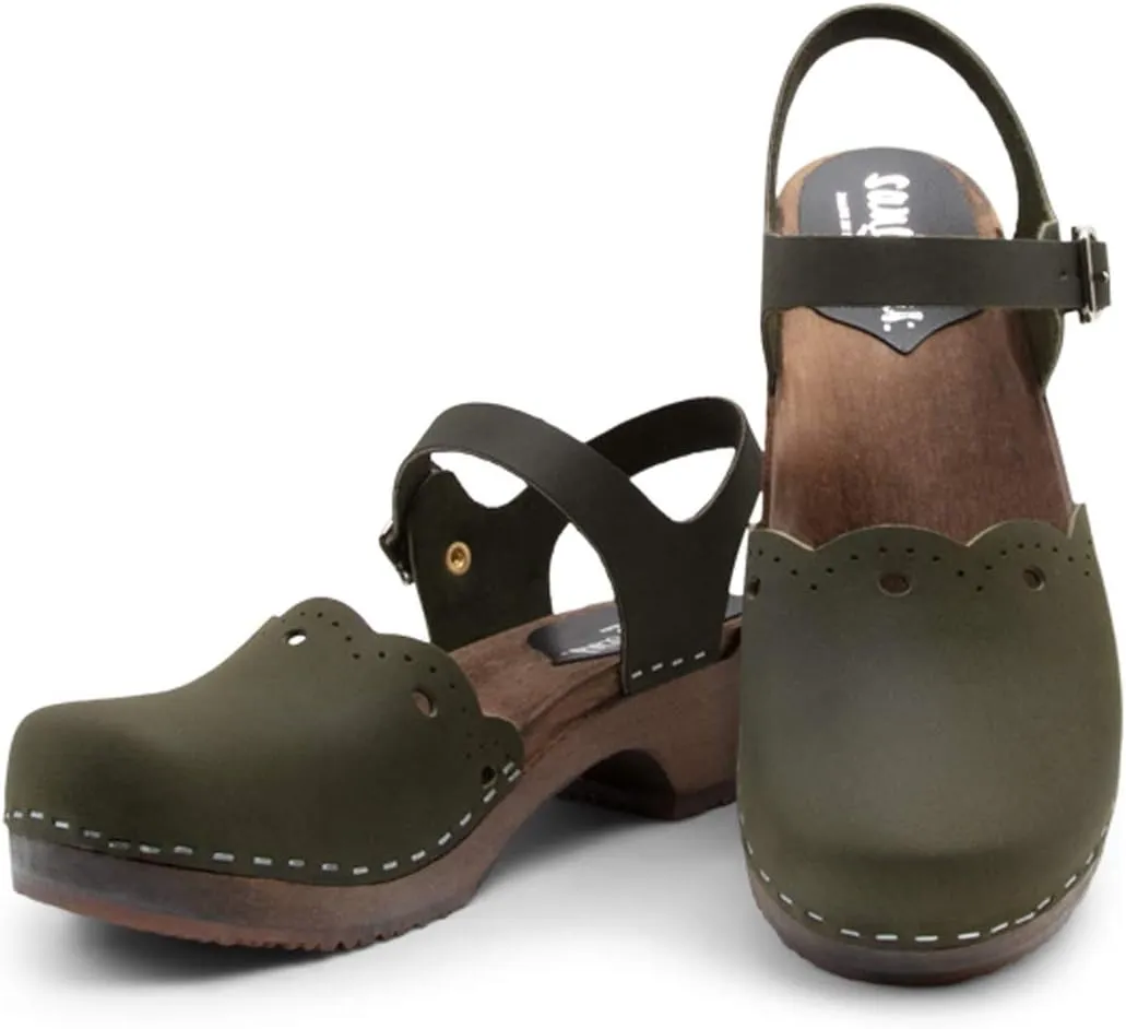 Sandgrens Handmade Swedish Wood Clogs for Women, Low Heel Sandals | Milan