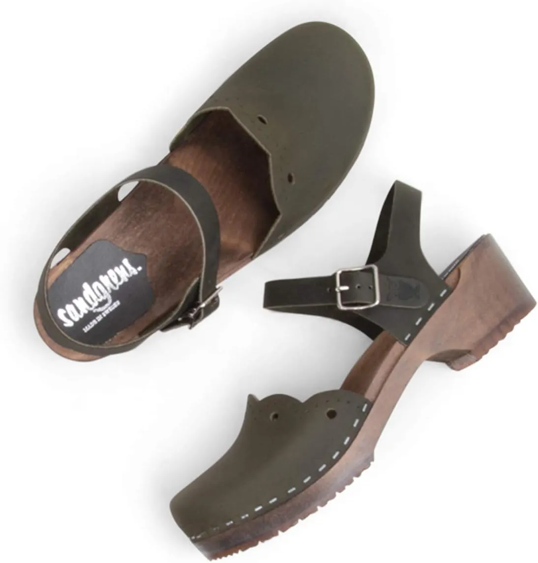 Sandgrens Handmade Swedish Wood Clogs for Women, Low Heel Sandals | Milan